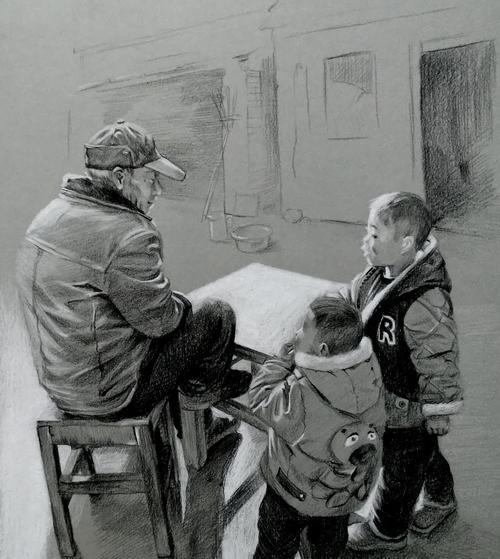 如何画出妈妈坐着拿手机拍照的场景？画作完成后效果如何？